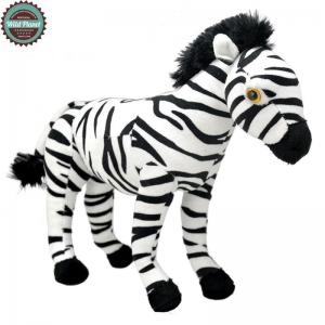 Plüss zebra, üvegszemű, 30 cm